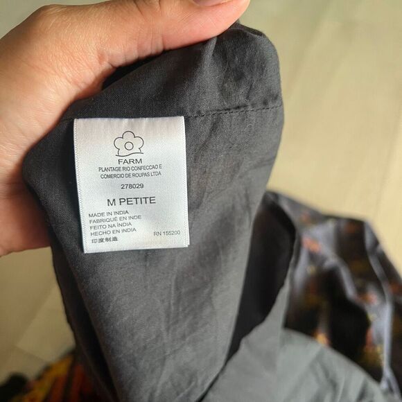 Anthropologie Farm Rio Embroidered Dress Strapless Black Folklore Size m petite - Picture 6 of 11